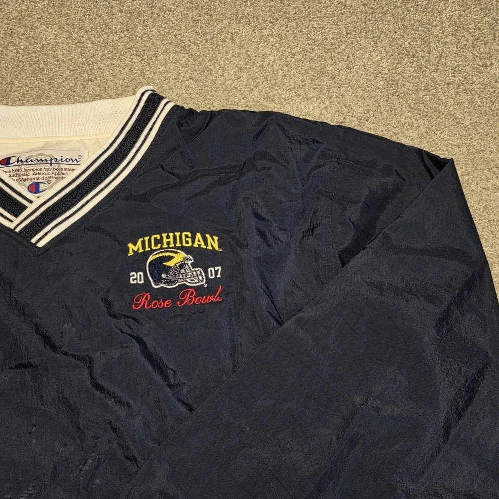 Vintage Champion Michigan Rose Bowl 2007 Pullover Jacket Windbreaker L Deadstock